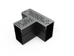 Star Drain T-piece with gray stainless steel grating - Diamond Line