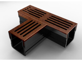Star Drain Mini - pvc T-section with CorTen steel grating