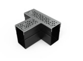 Star Drain T-piece with gray stainless steel grating - Diamond Line