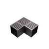 Aqua Drain 100/100 corner piece with gray stainless steel grating