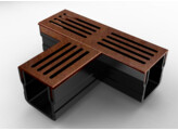 Star Drain Mini - pvc T-section with CorTen steel grating